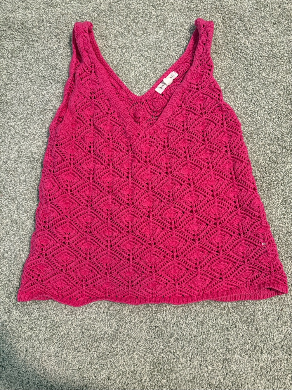 Blu Pepper Crochet V-Neck Tank Top - Hot Pink
